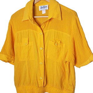 Alice Martin Vintage Marigold ladies large button up top size large